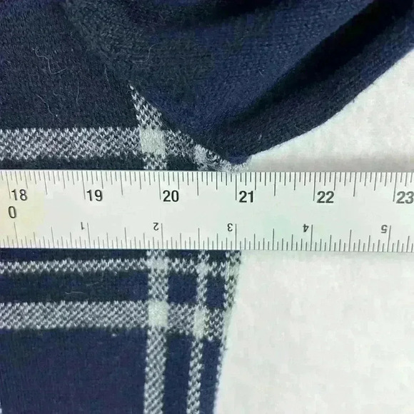 Express Men’s Sweater Size Large Navy and Gray Plaid Front 100% Cotton - Picture 5 of 6